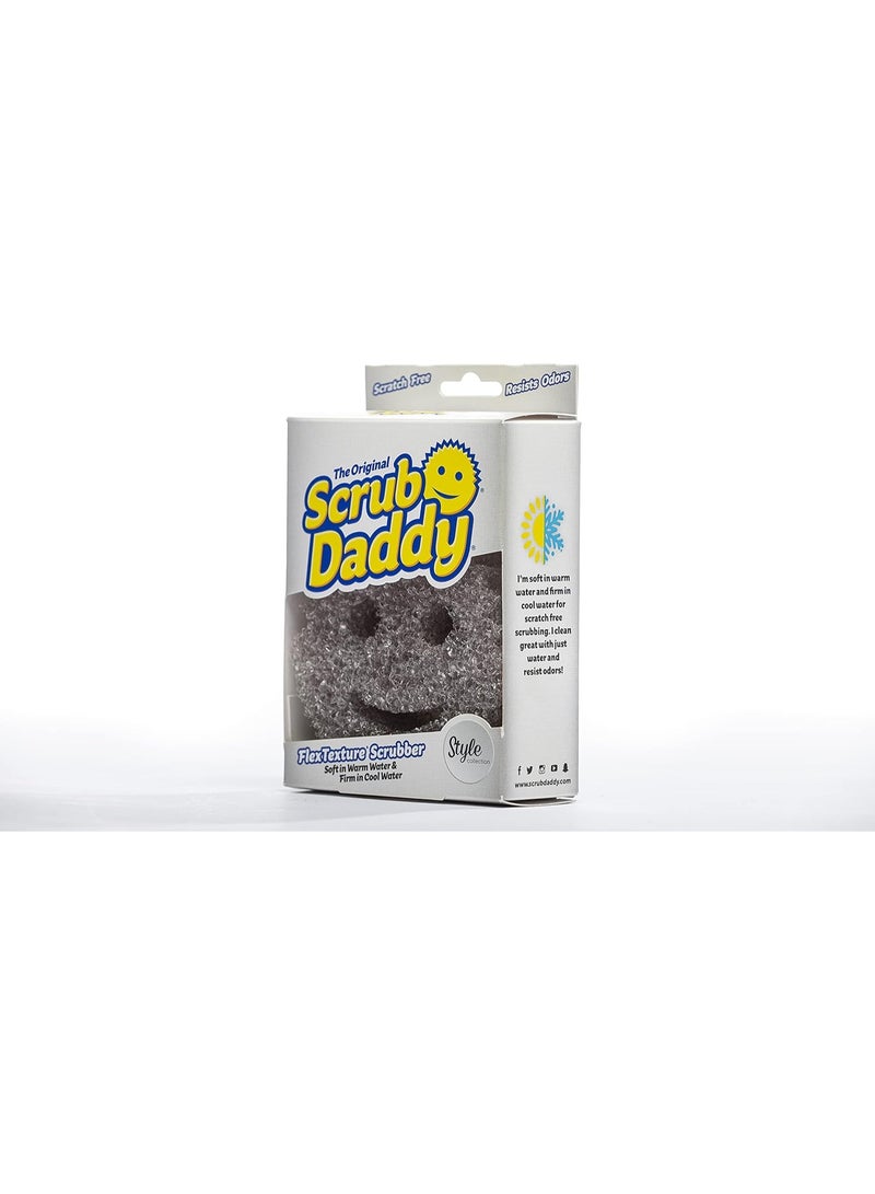 Scrub Daddy Style Dish Sponge, Smiley Face Sponges for Cleaning & Washing Up - Kitchen Non Scratch Scourers with FlexTexture Firm & Soft Scrubbing, Dishwashing Scrubber - Grey - Image 4